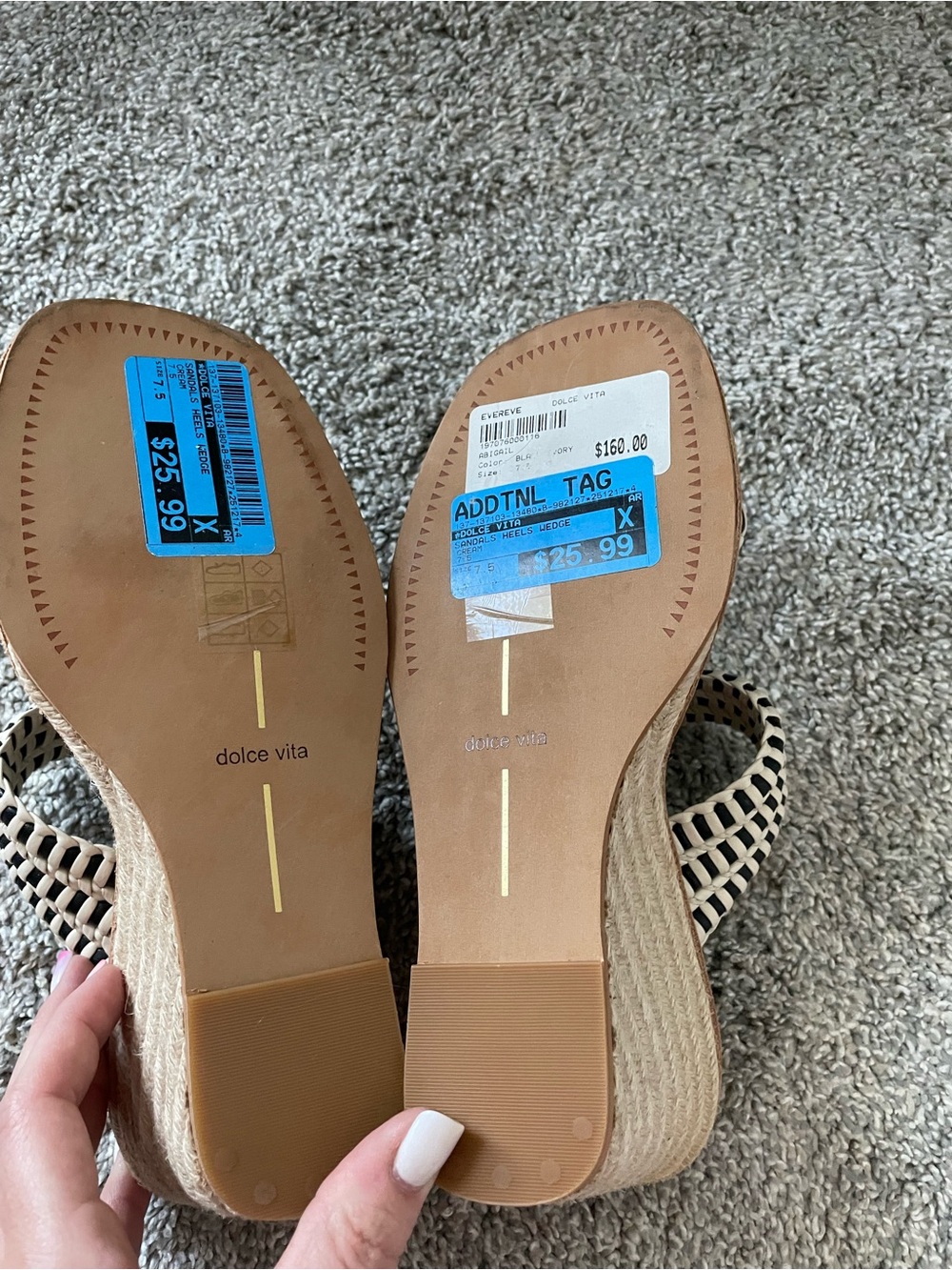 Dolce Vita Ivory and Black Woven Strap Slide Sandals - Picture 3 of 4